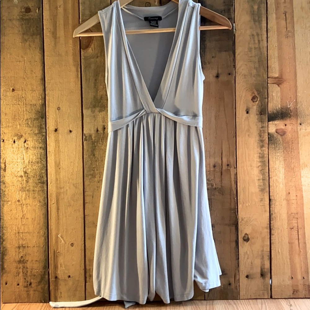 EUC Timing Grey Dress Deep V With Back Tie